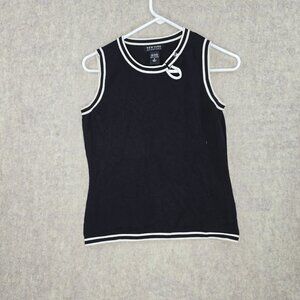 New York & Company Womens Sleeveless Black Tank Top White Trim Size S Rayon